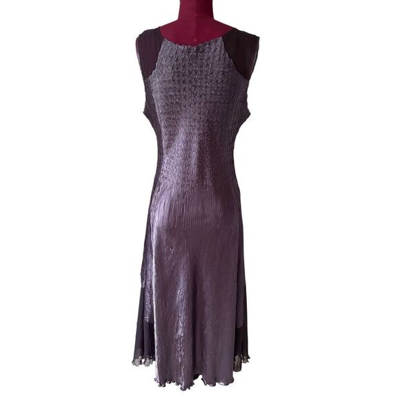 NWOT Komarov V Neck Midi Sleeveless Crinkle Dress size XL Purple - Picture 3 of 8